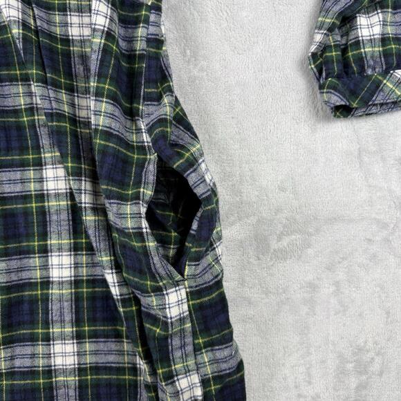 L.L.Bean Plaid Flannel Maxi Dress Green Tartan Button Front Women 2X Plus cabin - Picture 9 of 9